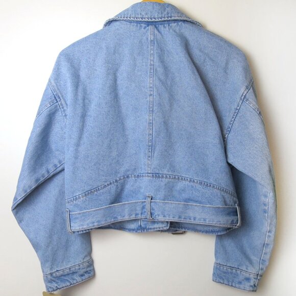 Levi's Denim Crop Moto Jacket Size M - Picture 9 of 13